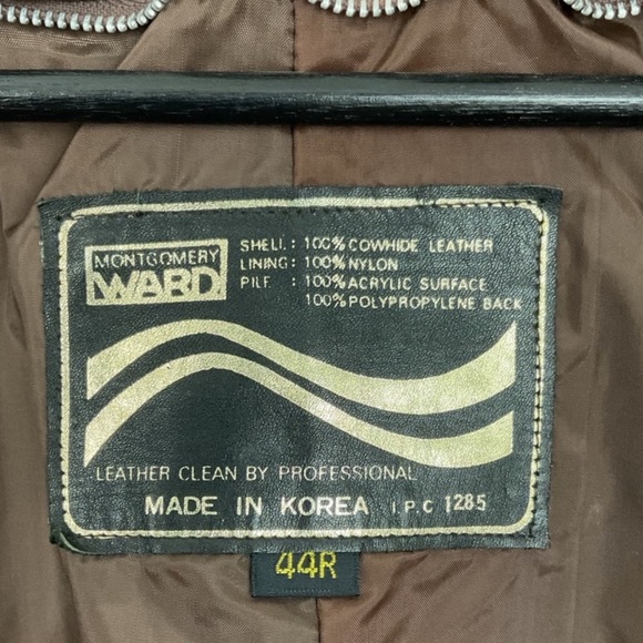 Vintage 70s cowhide leather jacket men’s 44R Montgomery Ward unisex fit - Picture 6 of 13